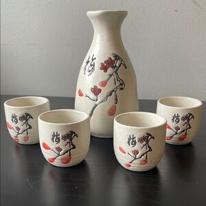 Ceramic Cherry Blossom Sake Set